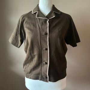 Vintage Mod 50s 60s British Knitwear Short Sleeve Cardigan